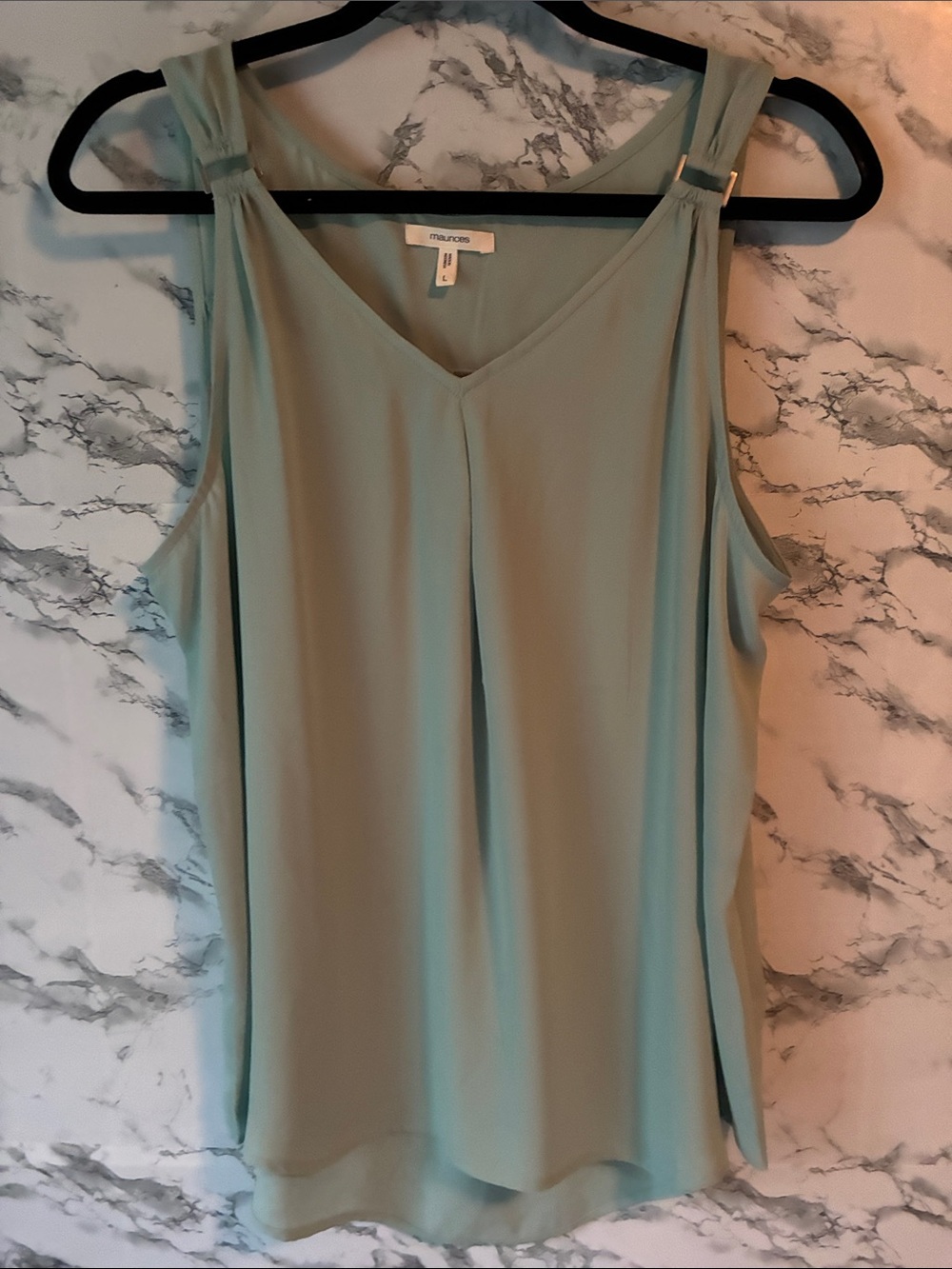 Maurices L Mint Green Sleeveless V-Neck Blouse